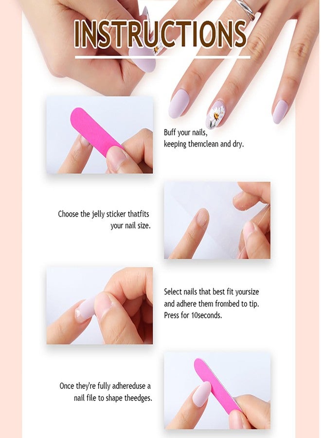 CJDLTS Flower 3D Pink Press on Nails Medium Almond Shaped French Tip False Nails Gold Lines Crocodile Pattern Design Full Cover Artificial Acrylic Nail Reusable Glue on Nails for Women 24Pcs - Image 5